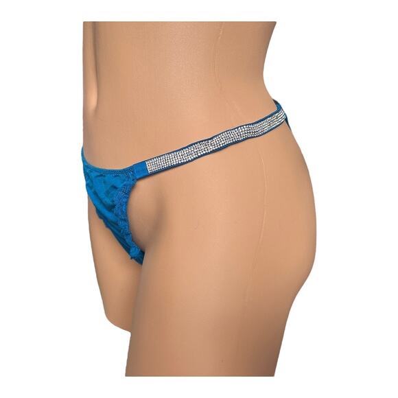 Victoria's Secret Very Sexy Bombshell Shine Cheeky Panty blue lace crystals XL - Picture 5 of 11